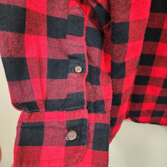 Woolrich red & black buffalo check traditional flannel shirt men's size large - Picture 5 of 7